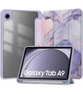 Violetinis atverčiamas dėklas Samsung Galaxy A9 8.7 X110 / X115 planšetei "Tech-Protect SC Pen Hybrid Marble"