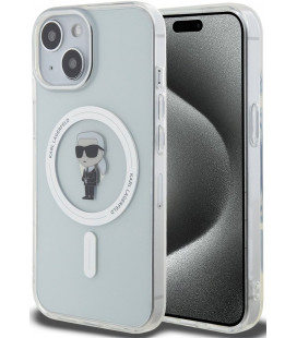 Skaidrus dėklas Apple iPhone 15 telefonui "Karl Lagerfeld IML Ikonik MagSafe Case"