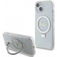 Skaidrus dėklas Apple iPhone 15 telefonui "Guess IML Ring Stand Glitter MagSafe Case"