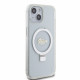 Skaidrus dėklas Apple iPhone 15 telefonui "Guess IML Ring Stand Glitter MagSafe Case"