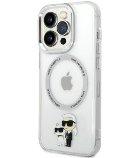 Skaidrus dėklas Apple iPhone 14 Pro telefonui "Karl Lagerfeld IML Karl and Choupette NFT MagSafe Case"