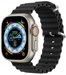 Juoda apyrankė Apple Watch 9 / 8 / 7 / 6 / 5 / 4 / 3 / 2 / SE (45 / 44 / 42mm) laikrodžiams "Dux Ducis Wave Silicone Band"