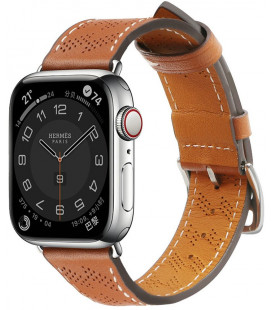 Ruda odinė apyrankė Apple Watch Ultra / SE / 8 / 7 / 6 / 5 / 4 (42 / 44 / 45 / 49 mm) laikrodžiams "Strap Leather"
