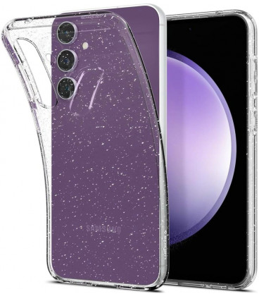 Skaidrus dėklas su blizgučiais Samsung Galaxy S23 FE telefonui "Spigen Liquid Crystal Glitter"