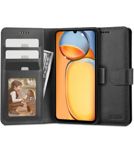 Juodas atverčiamas dėklas Xiaomi Redmi 13C / Poco C65 telefonui "Tech-Protect Wallet"