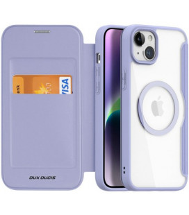 Purpurinis atverčiamas dėklas Apple iPhone 15 telefonui "Dux Ducis Skin Pro Magsafe"