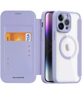Purpurinis atverčiamas dėklas Apple iPhone 14 Pro Max telefonui "Dux Ducis Skin Pro Magsafe"