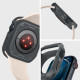 Pilkas (Dark Grey) dėklas Apple Watch 4 / 5 / 6 / 7 / 8 / 9 / SE (44 / 45 MM) laikrodžiui "Spigen Rugged Armor"