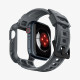 Pilkas (Dark Grey) dėklas Apple Watch 4 / 5 / 6 / 7 / 8 / 9 / SE (44 / 45 MM) laikrodžiui "Spigen Rugged Armor Pro"