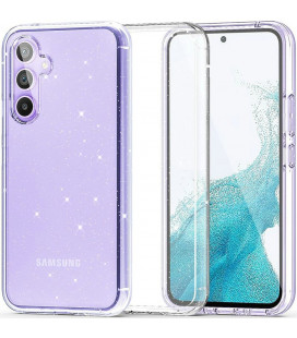 Skaidrus dėklas su blizgučiais Samsung Galaxy S23 FE telefonui "Tech-Protect Flexair Hybrid Glitter"