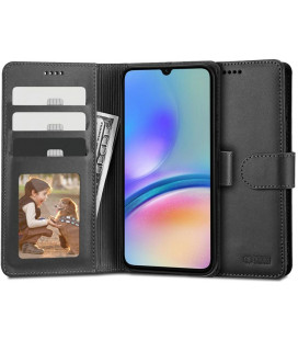 Juodas atverčiamas dėklas Samsung Galaxy A05S telefonui "Tech-Protect Wallet"