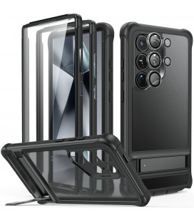 Juodas dėklas su kameros apsauga Samsung Galaxy S24 Ultra telefonui "ESR Armor Kickstand"