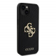 Juodas dėklas Apple iPhone 15 telefonui "Guess PU Perforated 4G Glitter Metal Logo Case"