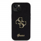 Juodas dėklas Apple iPhone 15 telefonui "Guess PU Fixed Glitter 4G Metal Logo Case"