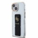 Skaidrus / juodas dėklas Apple iPhone 15 telefonui "Guess PU Grip Stand 4G Metal Logo Case"