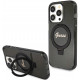Juodas dėklas Apple iPhone 15 Pro telefonui "Guess IML Ring Stand Glitter MagSafe Case"