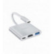 Adapteris Hoco HB14 Type-C to USB-A+HDMI+Type-C sidabrinis