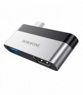 Adapteris Borofone DH2 Type-C to HDMI + USB3.0 pilkas
