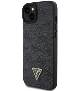 Juodas dėklas Apple iPhone 15 Plus telefonui "Guess PU 4G Strass Triangle Metal Logo Case"