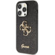 Juodas dėklas Apple iPhone 15 Pro Max telefonui "Guess PU Fixed Glitter 4G Metal Logo Case"