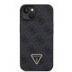 Juodas dėklas + dirželis Apple iPhone 15 telefonui "Guess PU 4G Strass Triangle Metal Logo Case + Crossbody Strap"