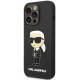 Juodas dėklas Apple iPhone 15 Pro telefonui "Karl Lagerfeld Liquid Silicone Ikonik NFT Case"
