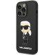 Juodas dėklas Apple iPhone 15 Pro Max telefonui "Karl Lagerfeld Liquid Silicone Ikonik NFT Case"