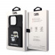 Juodas dėklas Apple iPhone 15 Pro telefonui "Karl Lagerfeld PU Saffiano Card Slot Stand Karl and Choupette Case"