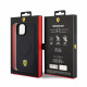 Juodas dėklas Apple iPhone 15 telefonui "Ferrari PU Leather Bottom Carbon MagSafe Case"