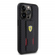 Juodas dėklas Apple iPhone 15 Pro Max telefonui "Ferrari Carbon Grip Stand Case"