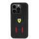 Juodas dėklas Apple iPhone 15 Pro telefonui "Ferrari Carbon Grip Stand Case"