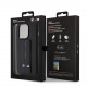Juodas dėklas Apple iPhone 15 Pro telefonui "BMW "M" Collection PU Grip Stand Tricolor Line Case"