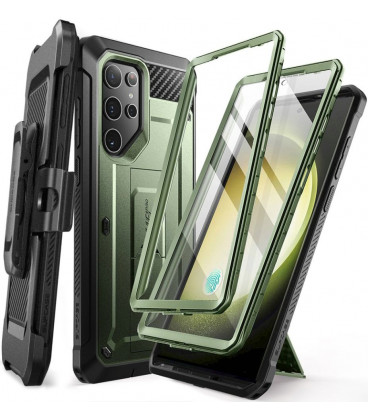 Žalias dėklas Samsung Galaxy S24 Ultra telefonui "Supcase Unicorn Beetle Pro 2-Set"