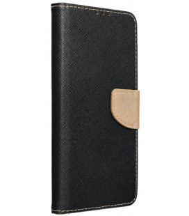 Juodas / auksinės spalvos atverčiamas dėklas Samsung Galaxy A14 4G / 5G telefonui "Fancy Book"