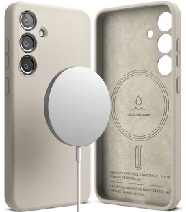 Pilkas dėklas Samsung Galaxy S24 telefonui "Ringke Silicone Magnetic Magsafe"