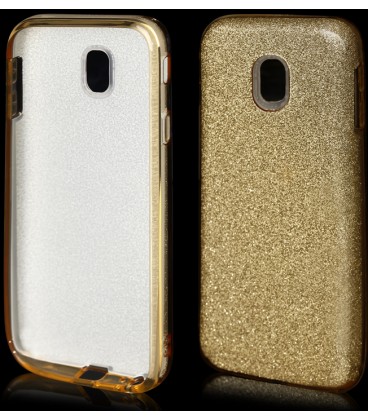 Auksinės spalvos silikoninis blizgantis dėklas Samsung Galaxy J3 2017 telefonui "Blink"