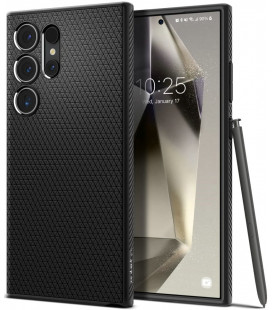 Matinis juodas dėklas Samsung Galaxy S24 Ultra telefonui "Spigen Liquid Air"