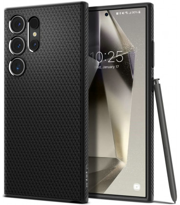Matinis juodas dėklas Samsung Galaxy S24 Ultra telefonui "Spigen Liquid Air"