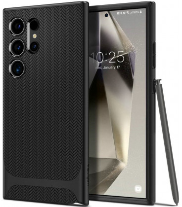 Juodas dėklas Samsung Galaxy S24 Ultra telefonui "Spigen Neo Hybrid"