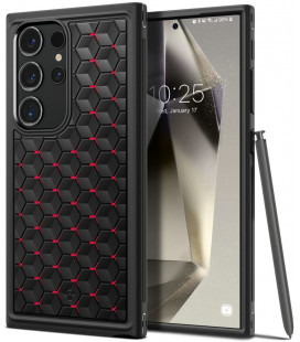 Juodas / raudonas dėklas Samsung Galaxy S24 Ultra telefonui "Spigen Cryo Armor"