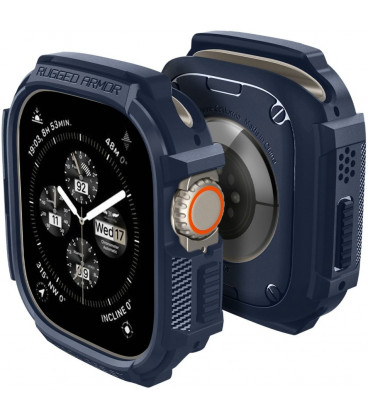Mėlynas (Navy Blue) dėklas Apple Watch Ultra 1 / 2 (49 mm) laikrodžiui "Spigen Rugged Armor"