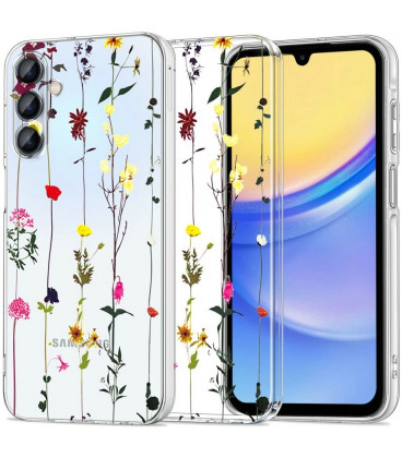 Skaidrus dėklas su gėlėmis Samsung Galaxy A15 4G / 5G telefonui "Tech-Protect Flexair Garden Floral"