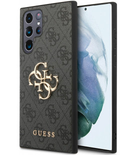 Pilkas dėklas Samsung Galaxy S24 Ultra telefonui "Guess PU 4G Metal Logo Case"