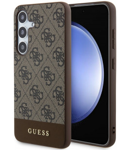 Rudas dėklas Samsung Galaxy S24 Plus telefonui "Guess PU 4G Stripe Case"