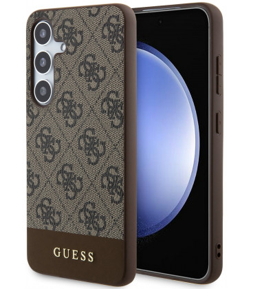 Rudas dėklas Samsung Galaxy S24 Plus telefonui "Guess PU 4G Stripe Case"
