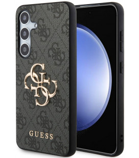 Pilkas dėklas Samsung Galaxy S24 telefonui "Guess PU 4G Metal Logo Case"