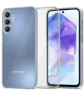 Skaidrus dėklas su blizgučiais Samsung Galaxy A55 5G telefonui "Tech-Protect Flexair Glitter"