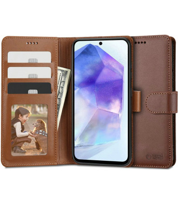 Rudas atverčiamas dėklas Samsung Galaxy A55 5G telefonui "Tech-Protect Wallet"