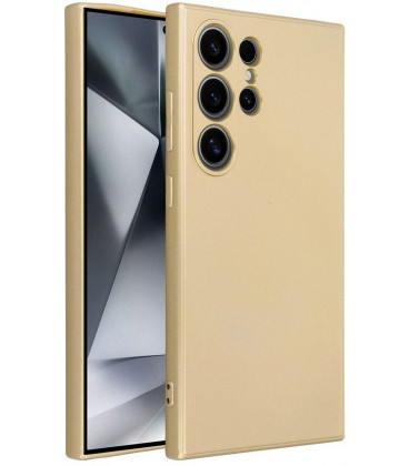 Auksinės spalvos dėklas Samsung Galaxy S24 Ultra telefonui "Metallic Case"