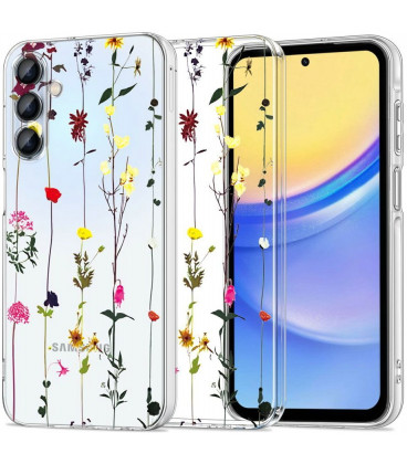 Skaidrus dėklas su gėlėmis Samsung Galaxy A55 5G telefonui "Tech-Protect Flexair Garden Floral"
